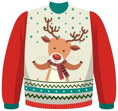 Christmas Sweater With Reindeer Pattern Stock Vector Illustration Of