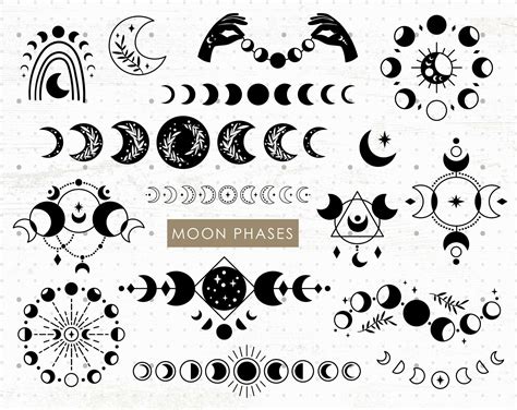 Moon Phases Svg Files Celestial Svg Png Clipart Set 1311831