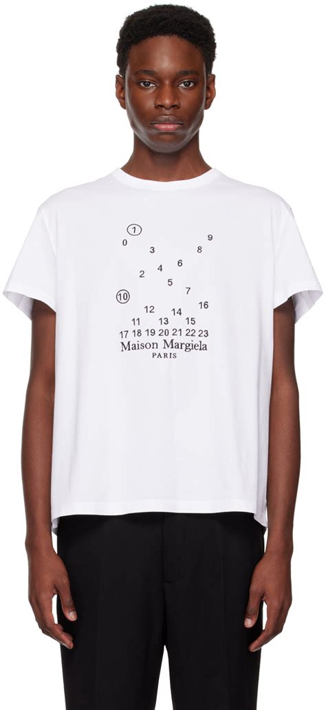 Maison Margiela White Embroidered T Shirt Ssense Uk