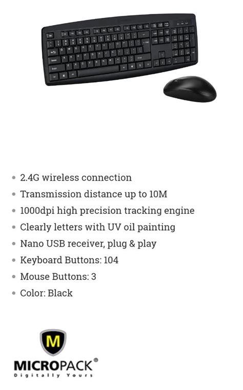 Micropack Km 203w Wireless Mouse Keyboard Combo Computers And Tech Parts And Accessories Mouse