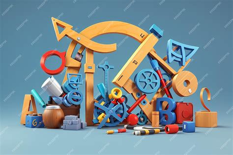 Premium Photo | 3d rendering set of math tool symbol on background 3d ...