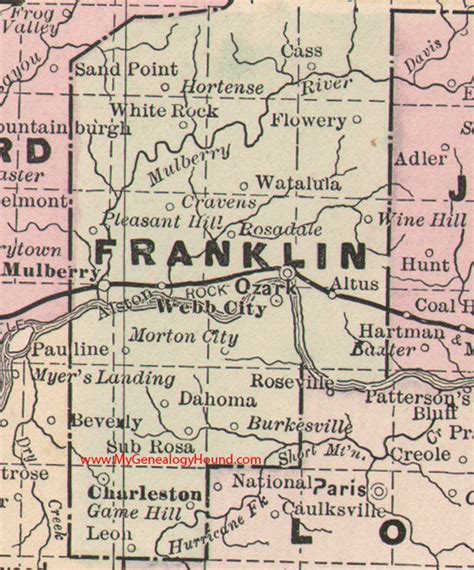 Franklin County Arkansas 1889 Map Franklin County Arkansas County Map