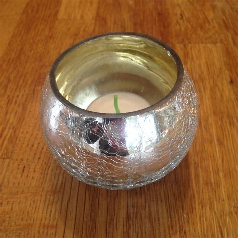 Silver Crackle Tea Light Holder Home Decor