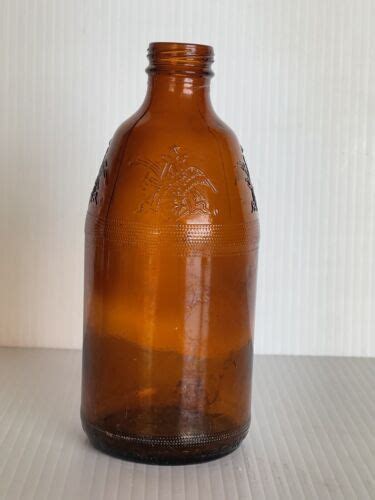 Vintage Anheuser Busch Brown Stubbie Amber Empty Glass Bottle Embossed