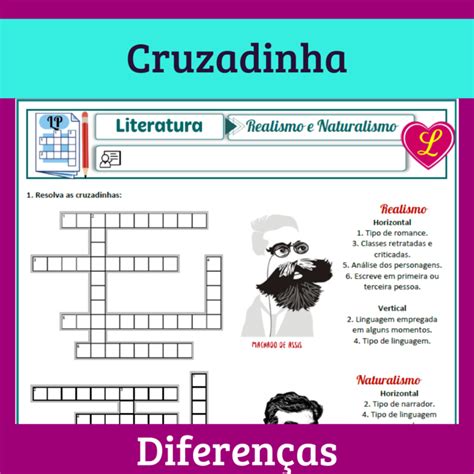 Realismo e Naturalismo Diferenças Cruzadinha Lição Prática