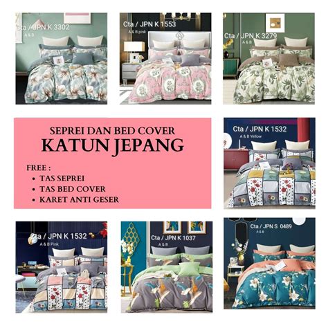 Jual FREE KARET ANTI GESER Seprei Dan Bed Cover Katun Jepang 58 Super