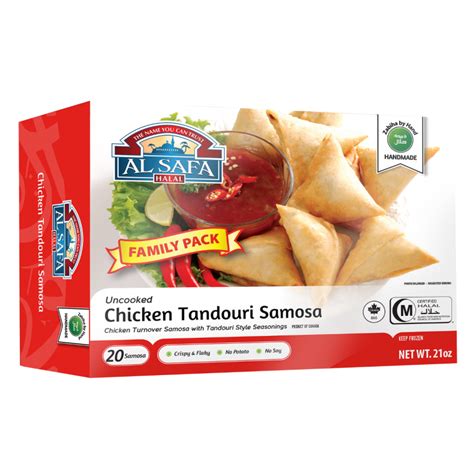 Alsafa Tandoori Chicken Samosa Handmade Fampk 6x21oz 20pcs