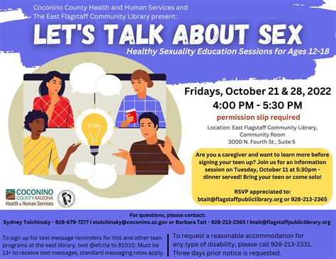 Oct 28 — Sex Ed Classes For Teens East Flagstaff Community Library