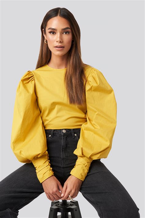 Puff Sleeve Fitted Top Yellow Na Kd