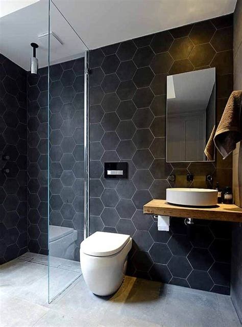 Octagonal Slate Bathroom Tiles Reforma De Banheiros Pequenos