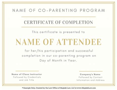 Parenting Class Certificate of Completion Template Free (8 Recent Designs)