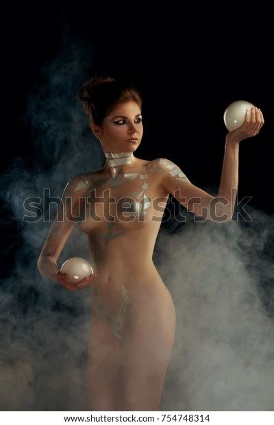 Naked Beautiful Brunette Woman Gel Soap Stock Photo Shutterstock