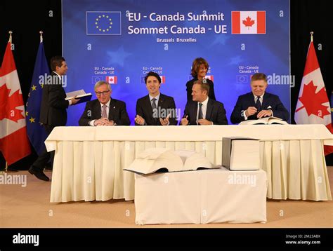 European Commission President Jean Claude Juncker Canadian Prime Minister Justin Trudeau