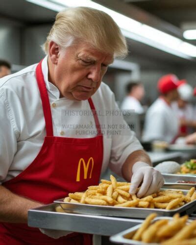 President Donald Trump As Proffesional Mcdonalds Fry Cook Portrait 8x10