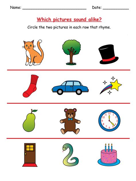 Free Printable Rhyming Activities For Kindergarten Free Free