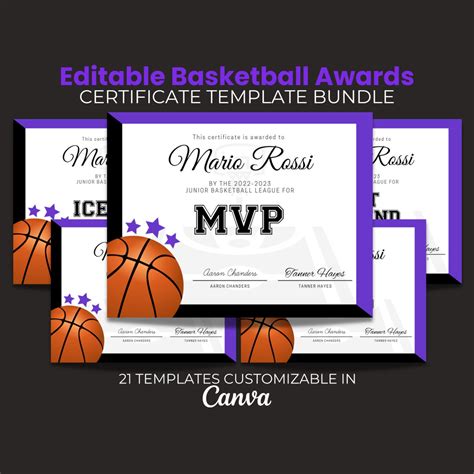 Basketball Awards Printable, Basketball Team Certificate Bundle ...