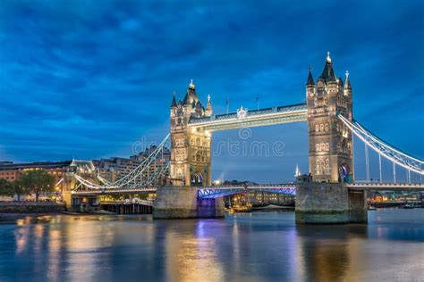 Tower Bridge An Iconic Symbol Of London At Night In England Stock