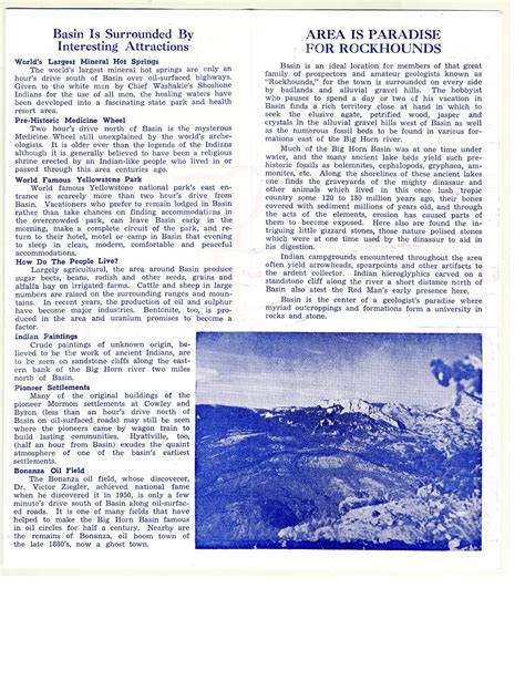 Stop #3 Basin, Wyo known as the... - Wyoming State Archives