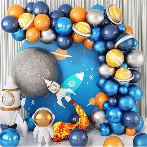 Astronaut Balloon Garland Arch Kit Blue Orange Balloons Space Etsy