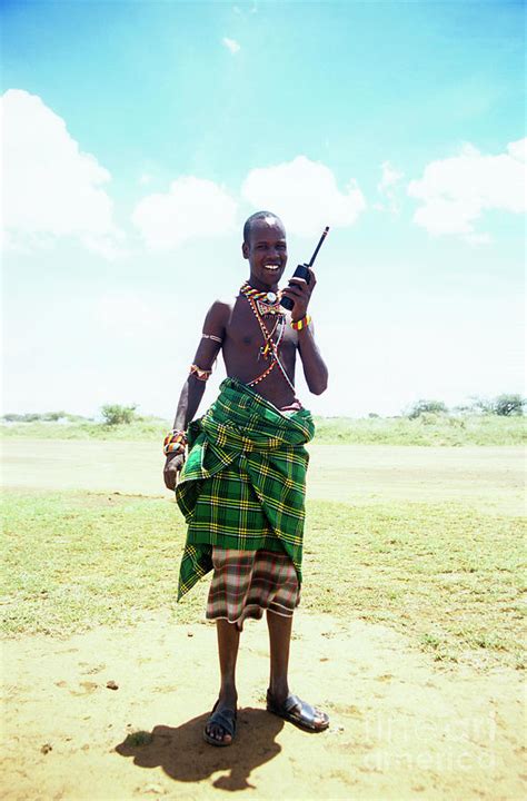 Samburu Man With Radio Photograph By Jason Kelvin Science Photo Library