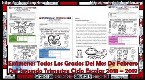 Exámenes De Todos Los Grados Del Mes De Febrero Del Segundo Trimestre Del Ciclo Escolar 2018