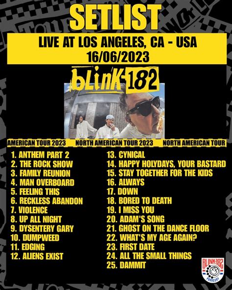 blink-182 Paraguay on Twitter: "🗓️ SETLIST blink-182 live at Banc of ...