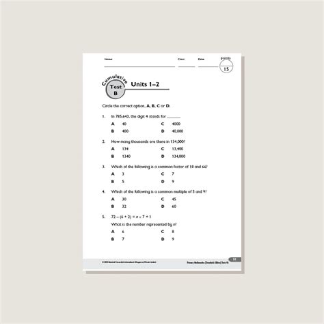 Singapore Math Primary Mathematics Standards Edition Tests 4A – Mom ...