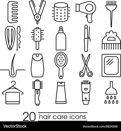 Hair Care Icons Royalty Free Vector Image Vectorstock