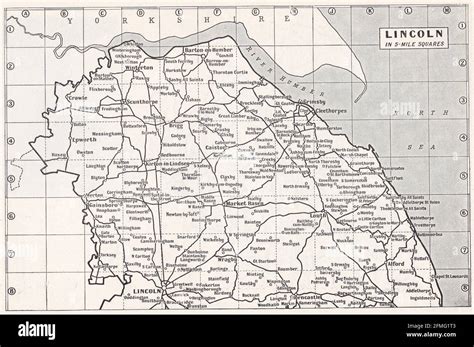 Vintage Map Of Lincoln Uk 1930s Stock Photo Alamy