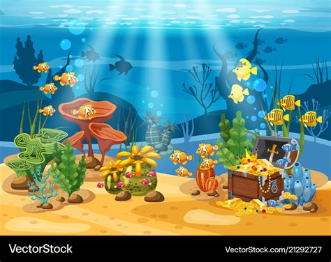 Underwater Treasure Chest At The Bottom Royalty Free Vector