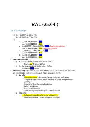 Bwl Mitschrift Vorlesungsnotizen Alle Bwl