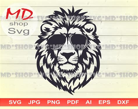 Lion With Glasses SVG Lion Head Silhouette Lion For Plasma Cutter