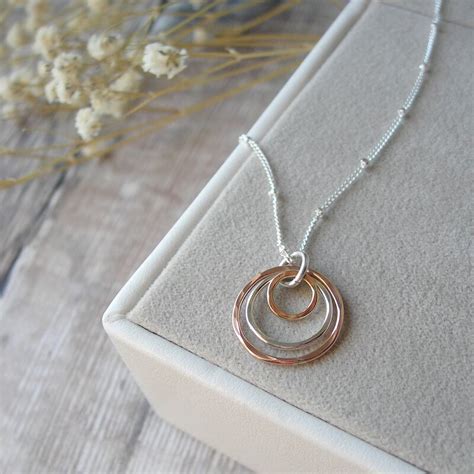 Rolled Rose Gold Silver And Gold Circle Necklace Hazey Designs