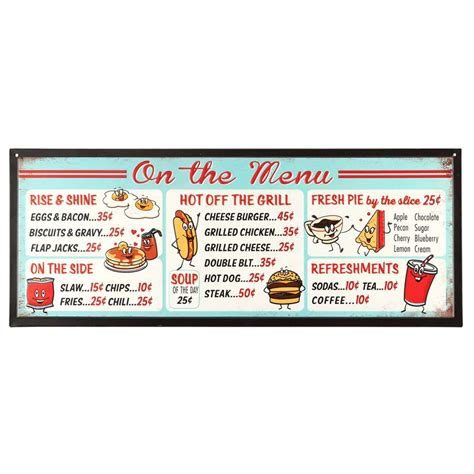 Menu Board Embossed Metal Sign - Walmart.com - Walmart.com