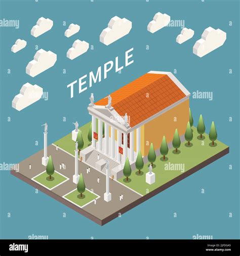 Roman Empire Concept With Temple Building Symbols Isometric Vector