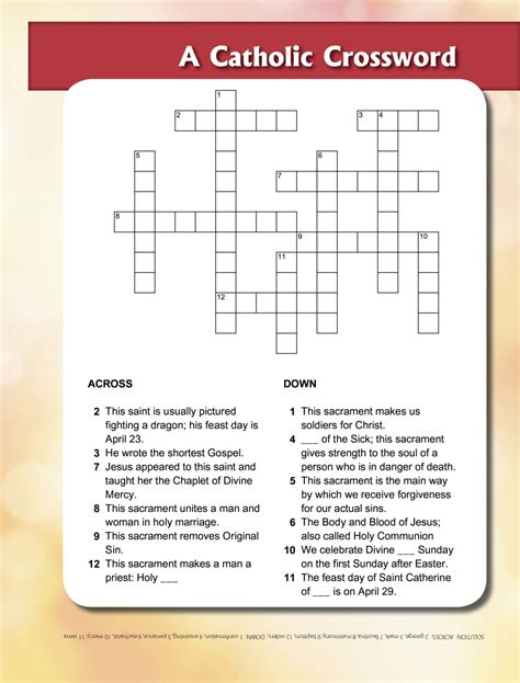 St George And Sacraments Crossword