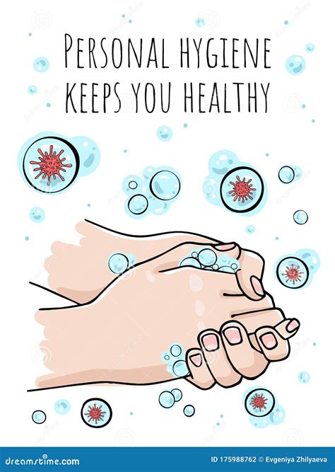 Personal Hygiene and Disease Prevention Poster. Hands Cleansed of the ...