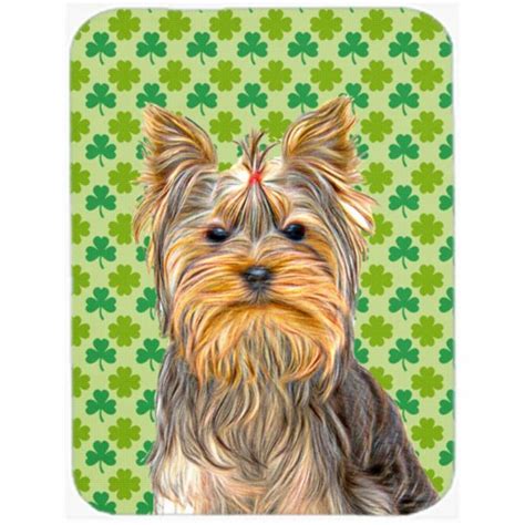St Patricks Day Shamrock Yorkie Yorkshire Terrier Mouse Pad Hot Pad