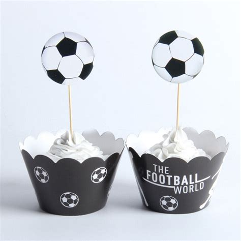 12 stücke Happy Birthday Cake Topper mit Wrapper Fußball Muster Kuchen