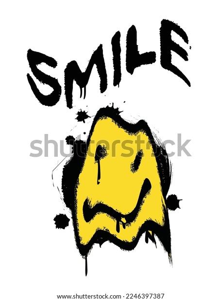 Retro Distorted Melting Smiley Emoji Illustration Stock Vector Royalty