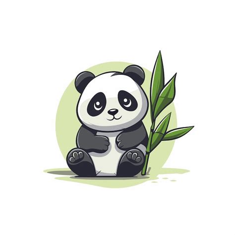 Premium Vector Cute Panda Sitting And Holding Bamboo Leaves Vector