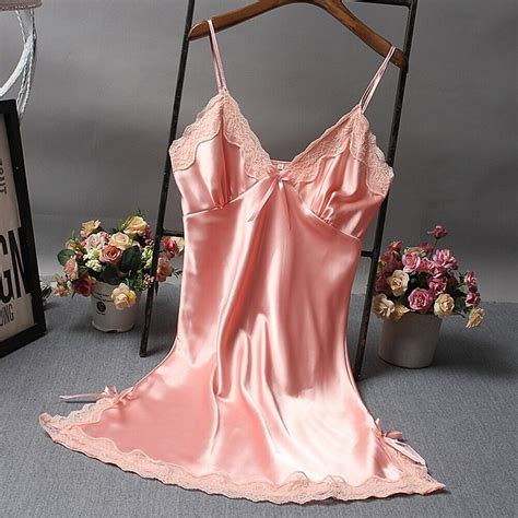 Women Elegant Satin Lace Sleepwear Ladies Nightdress Robe Sexy Wrap