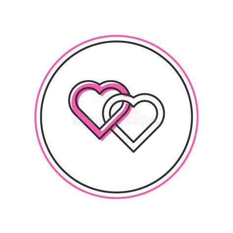 Filled Outline Two Linked Hearts Icon Isolated On White Background