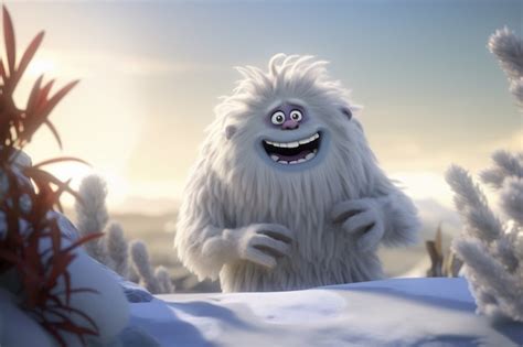 Free Photo | Furry yeti character creature in winter landscape