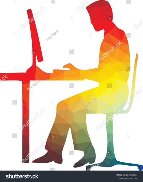 Silhouette Man Sitting Office Isolated On Stock Vector (Royalty Free ...