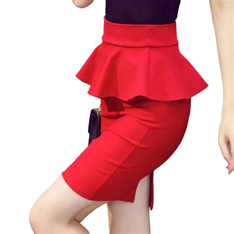 Amberheard 2019 Summer Korean Pencil Skirts Womens Sexy High Waist Ruffles Micro Mini Skirt Wrap