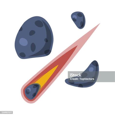 Jatuhnya Meteor Asteroid Atau Komet Ilustrasi Vektor Gaya Datar Di