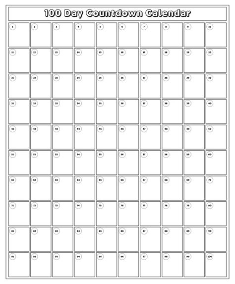 10 Best From 100 Countdown Printable Printablee Fillable Form 2024