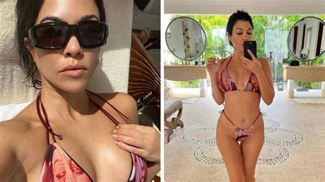 Kourtney Kardashian Flaunts Fit Figure In Tiny String Bikini Herald Sun