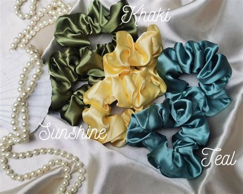 Silk Scrunchie Set Silk Satin Scrunchies Uk Silk Hair Tie Etsy Uk